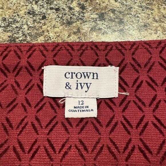 Crown & Ivy Pants Pull On Y2K Retro Soft Grunge Athleisure Velour Detail Red 12 - Picture 2 of 4